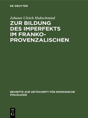 cover image of Zur Bildung des Imperfekts im Frankoprovenzalischen